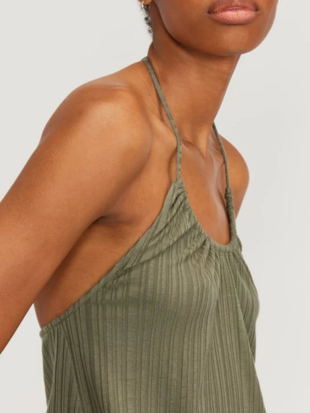 2 X Everlane Rib Soft Knit Halter Tops – Caramel & Kalamata - Picture 2 of 13